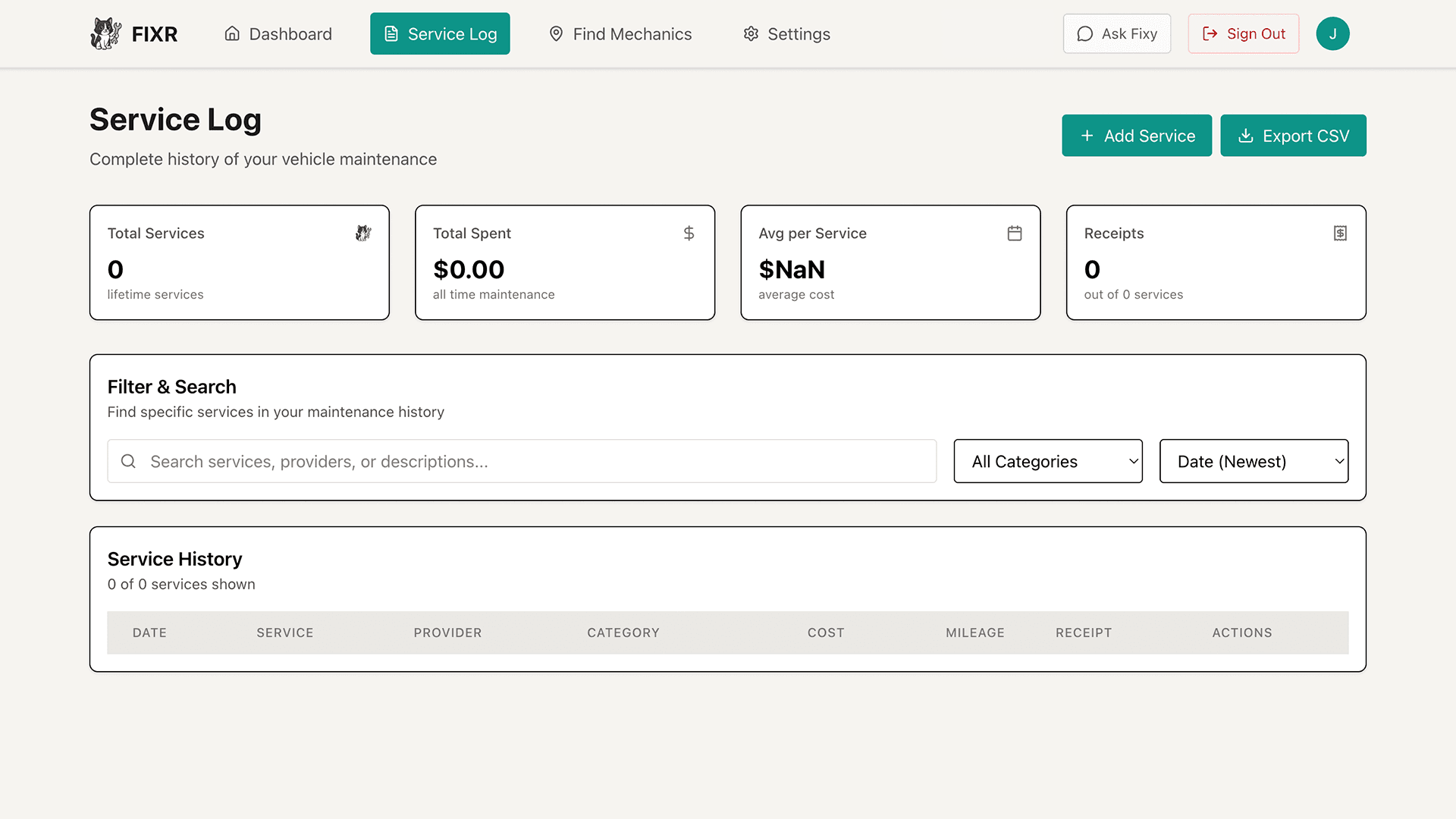 Dashboard showing upcoming tasks